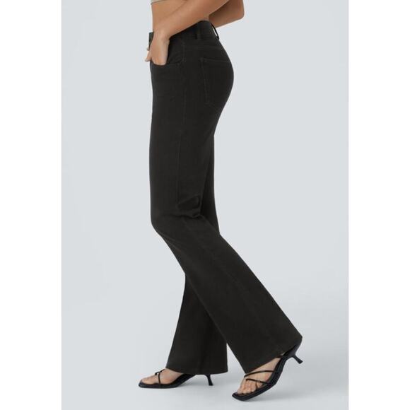Halara Flex™ Mid Rise Button Pockets Stretchy Knit Casual Bootcut Jeans - Picture 3 of 10